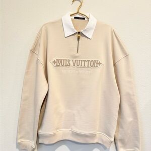 Men’s Louis Vuitton Beige Quarter Zip Sweater Size XL